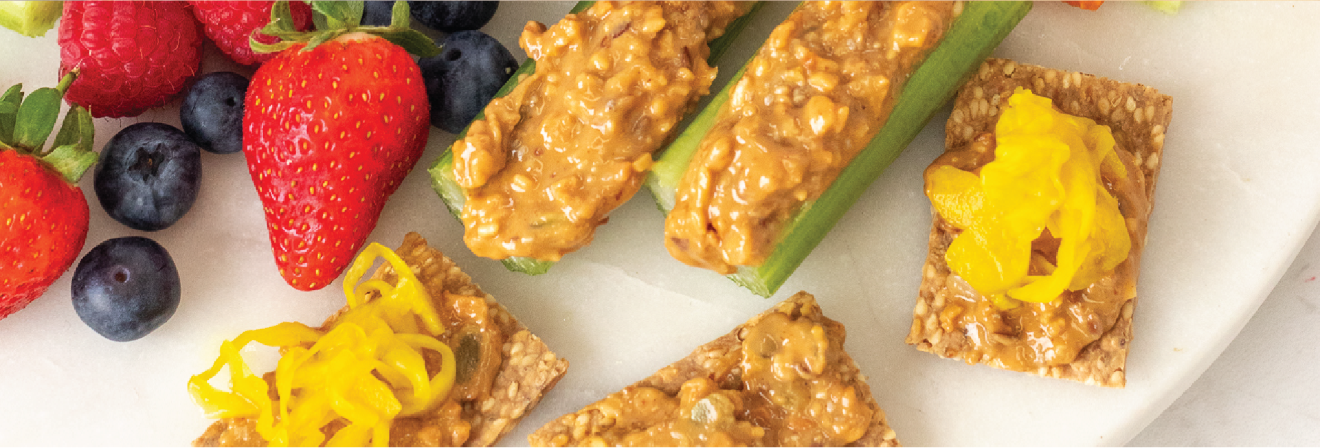 Peanut butter with fruits and vegetables